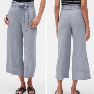 BANANA REPUBLIC Blake Crop Blue Linen Pants - Size 0 Petite
